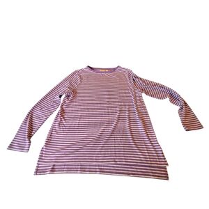 Chico's Womens Purple White Striped Long Sleeve Sweater Top Size 1(M) D5